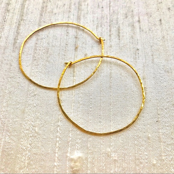 Gold Artisan Made Hoop Earrings - Picture 2 of 7